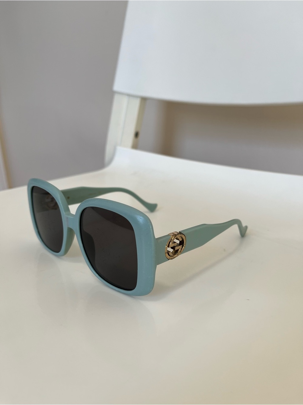 Acetate Square Frame Chain Sunglasses GG1023S
